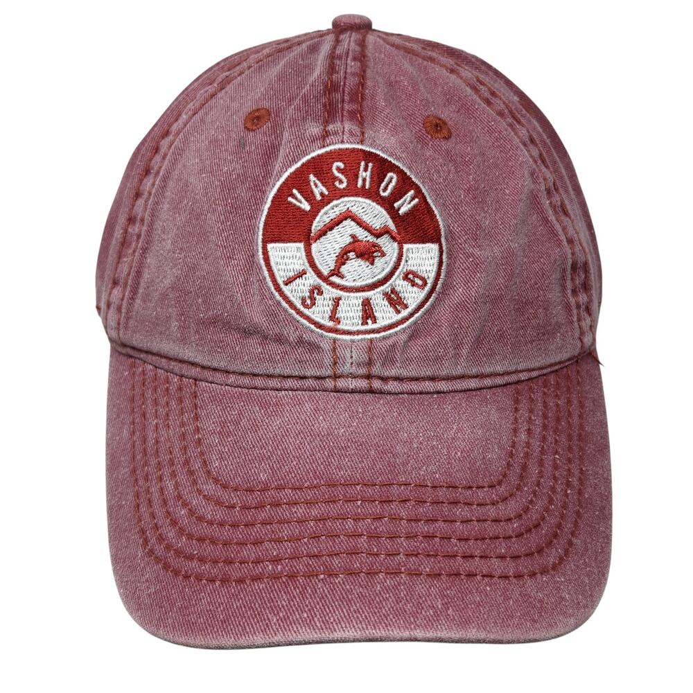Vashon Island Baseball Cap Red One Size Adjustable Embroidered 6 Panel Ace USA